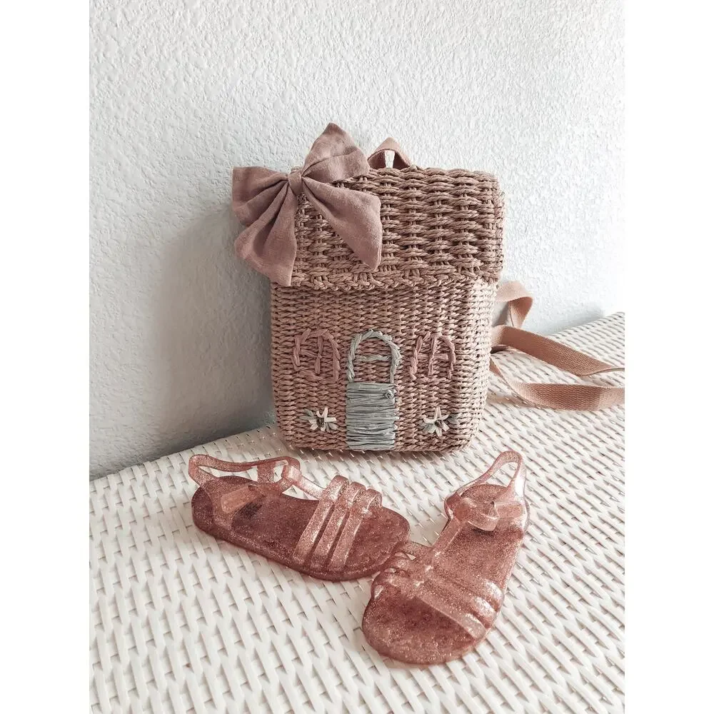 EUC Baby Gap Rose Gold Shimmery Cage Jelly Sandals